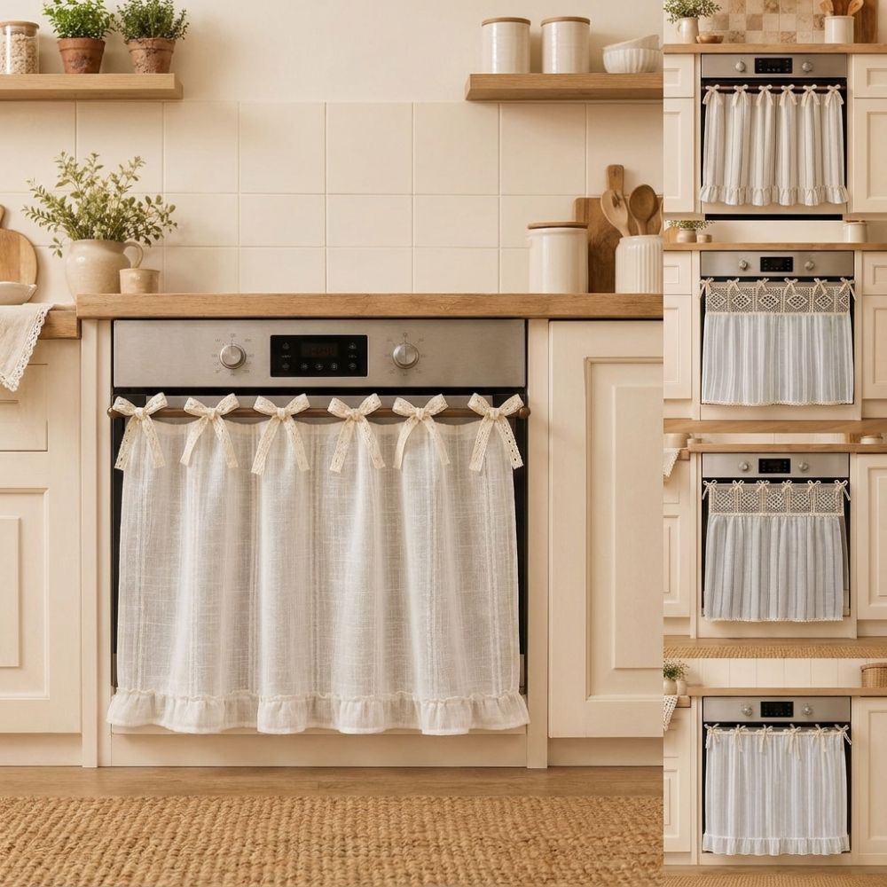 Pastoral Style Kitchen Stove Cover Skirt Handmade Stove Decor Valance Cabinet Curtain Small Window