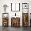 Bathroom Furniture Set with Door 3 pcs Smoked Oak and Black