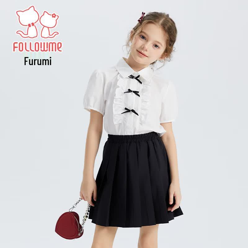 Conjunto de Camisa Preppy y Falda Plisada para Niñas Fuloumi