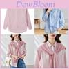 Cotton Striped Long Sleeve Shirt For Women With Collar And Button Detail