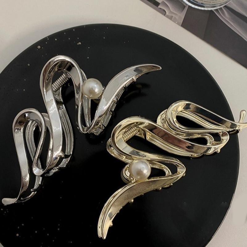Pinces à Cheveux pour Femmes Vagues Pinces à Cheveux Métalliques à Pince pour Cheveux Fins Épais Accessoires pour Cheveux Antidérapants Pinces à Mâchoire à Tenue Forte