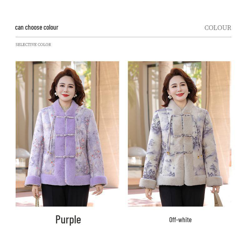 Mom's 2025 New Chinese Style Short Warm Coat for Middle-Aged and Elderly - Versatile Autumn/Winter Outerwear
