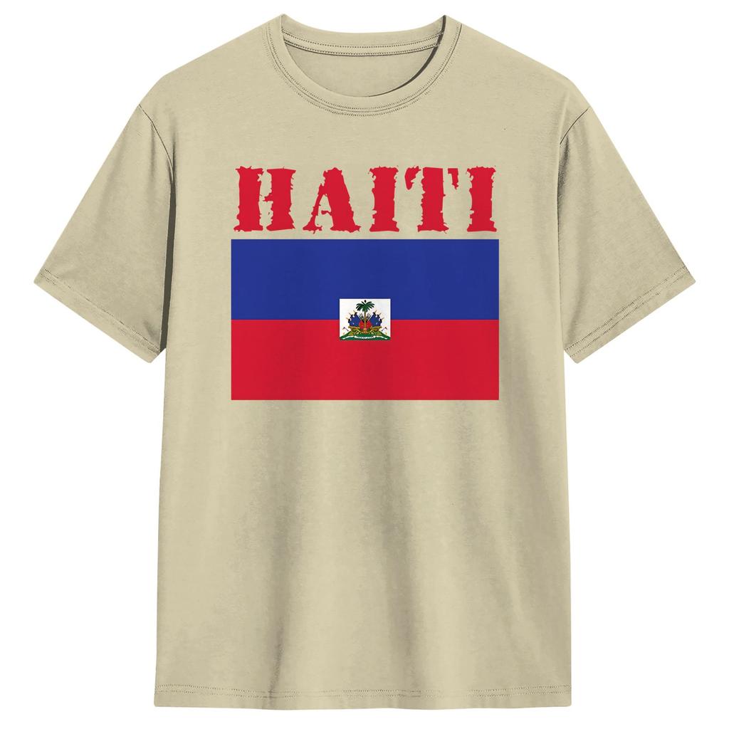 Unisexs TShirt Haitian Flag Love Haiti Awesome Cotton Tee Shirt Short Sleeve  T Shirt Crew Neck Clothes Unique