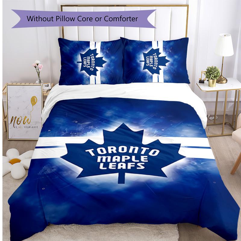 Toronto Maple Leafs Printed 3PCS Bedding Set Soft Breathable Duvet Cover Pillowcases Set Washable Bedroom Decor Home Gift