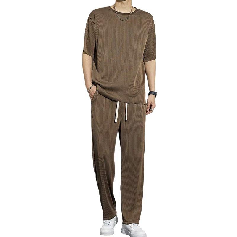 Harajuku Trend Short-Sleeve T-Shirt and Trousers Set for Men