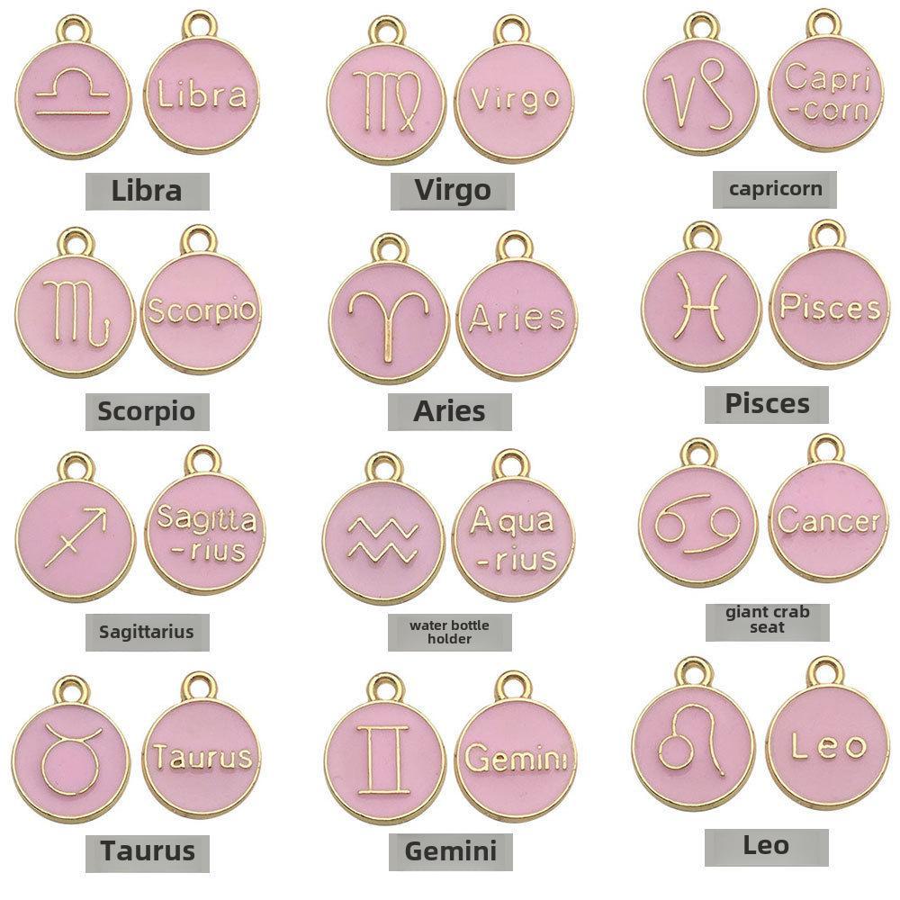Double-Sided Oil Drop Pendant Jewelry: Zodiac Bracelet, Necklace, Earrings DIY Accessories