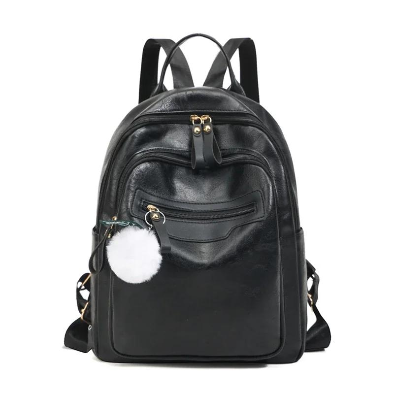 

High Quality Fashi PU Zipper Solid Color Backpacks 2026 Light Luxury Exquisite Stylish Design Schoolbags for Women чёрный