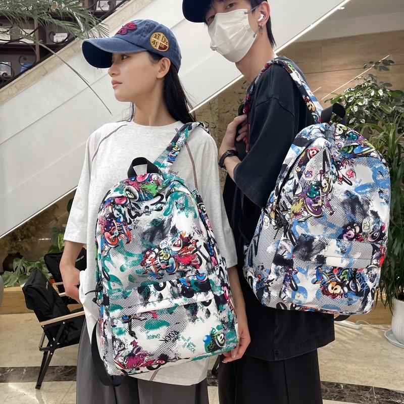 Schoolbag High value lightweight student schoolbag Large capacity fashion graffiti casual back High school students men and women outdoor backpack