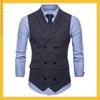 Pánská retro kostkovaná dvouřadá vesta, velká velikost - Business casual vesta na jaro a podzim