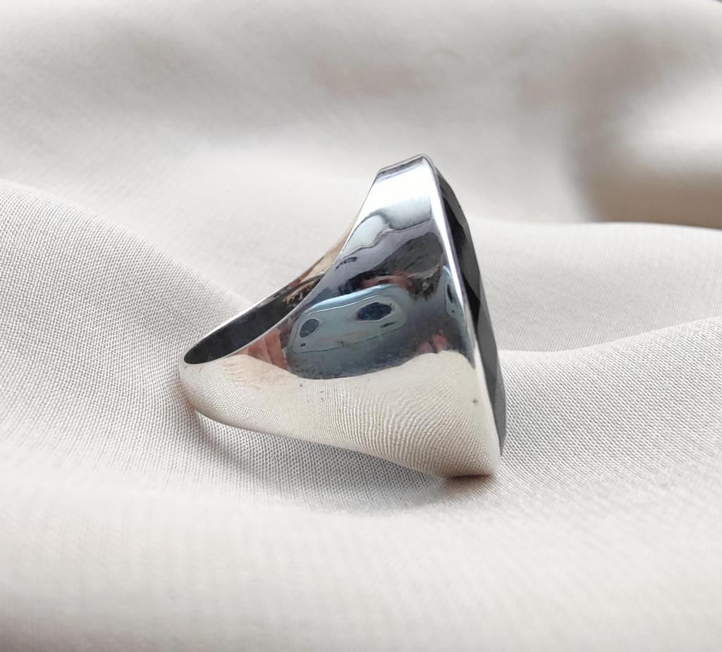 Black Onyx Ring: Handmade 925 Sterling Silver, Boho Gothic Style