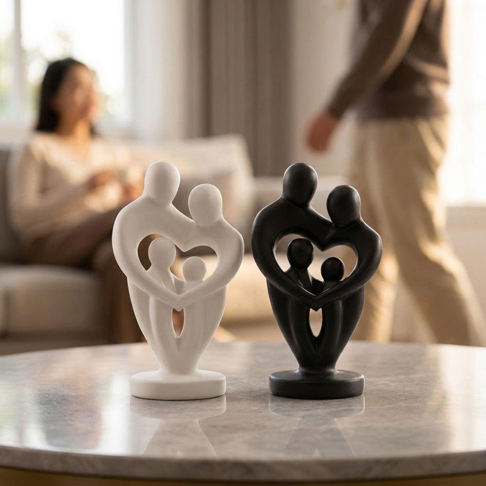 Plastic Abstract Family Sculpture Unique Parent-Child Figurine  Office Decor