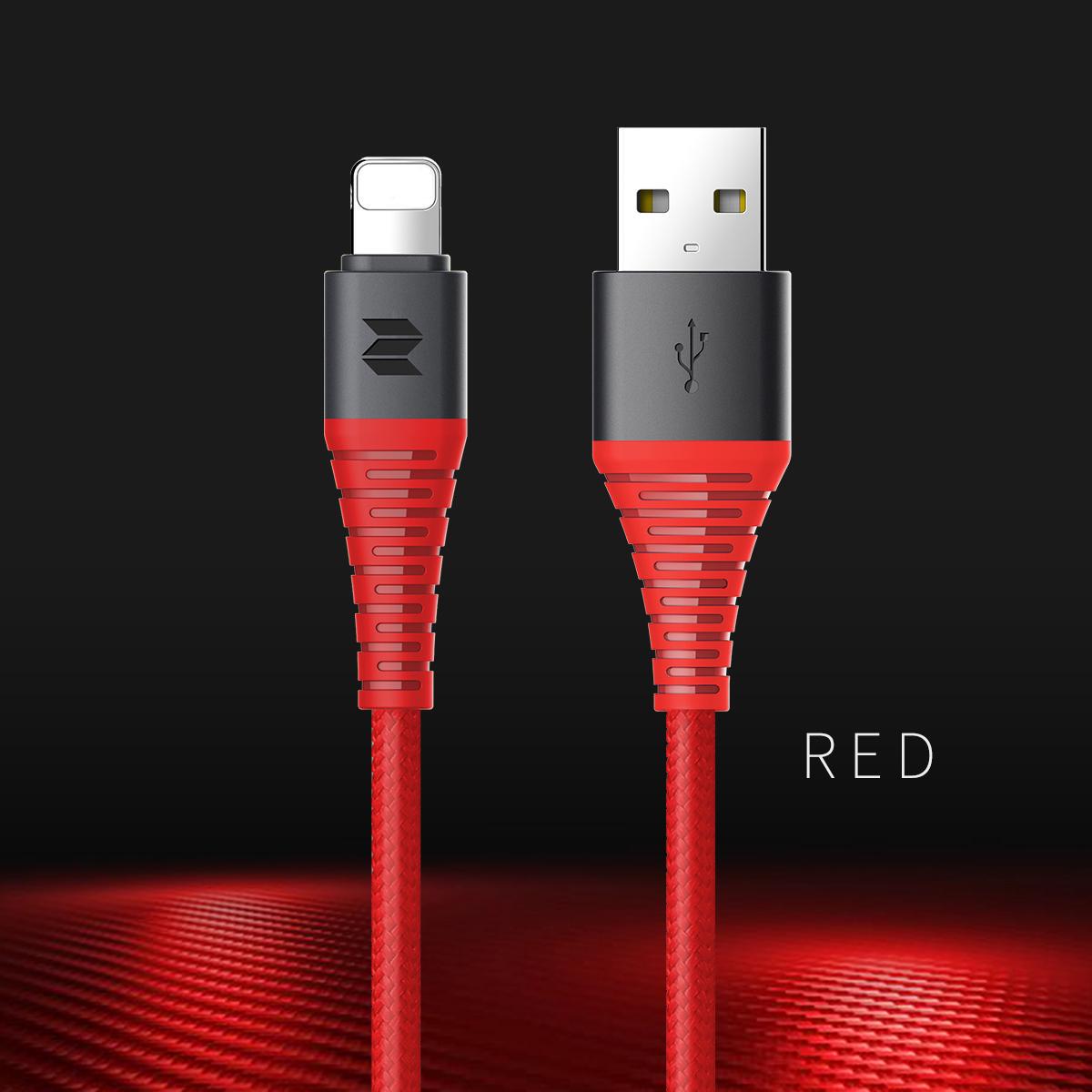 

ROCK USB-кабель для передачи данных для iPhone 11 Xs Max, зарядный кабель для iPhone X 8, 6, 6s, 2.1A, USB-шнур для зарядки 1.2M красный