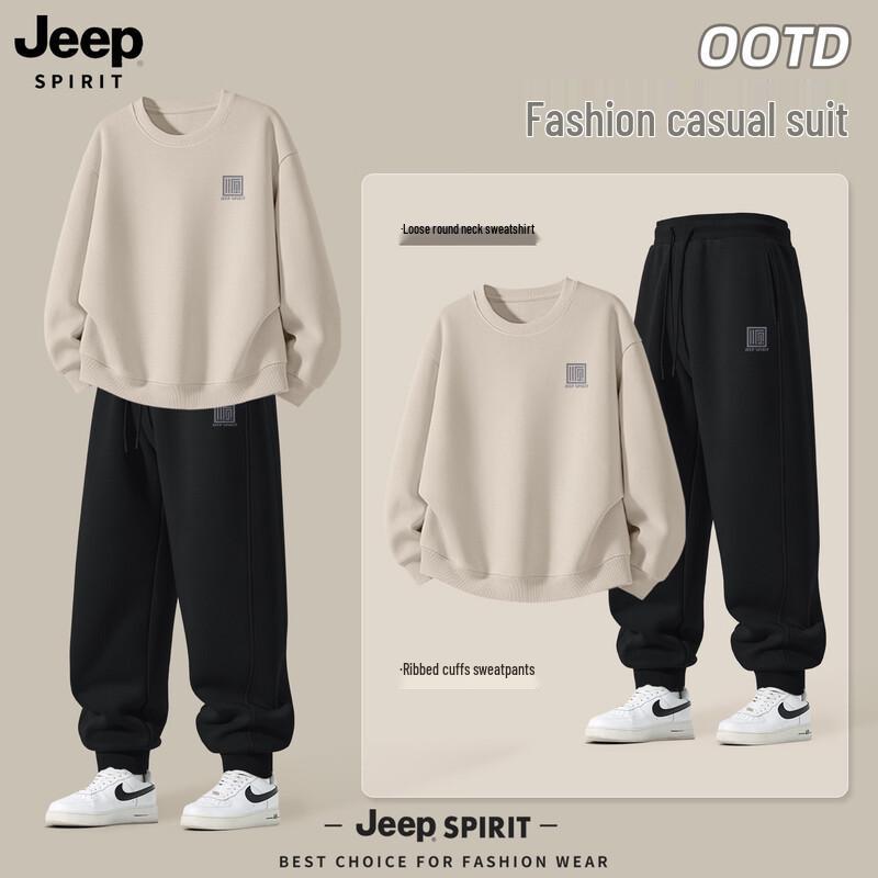 

JEEP SPIRIT Men s 2026 Loose-Fit Sweatshirt & Jogger Set M