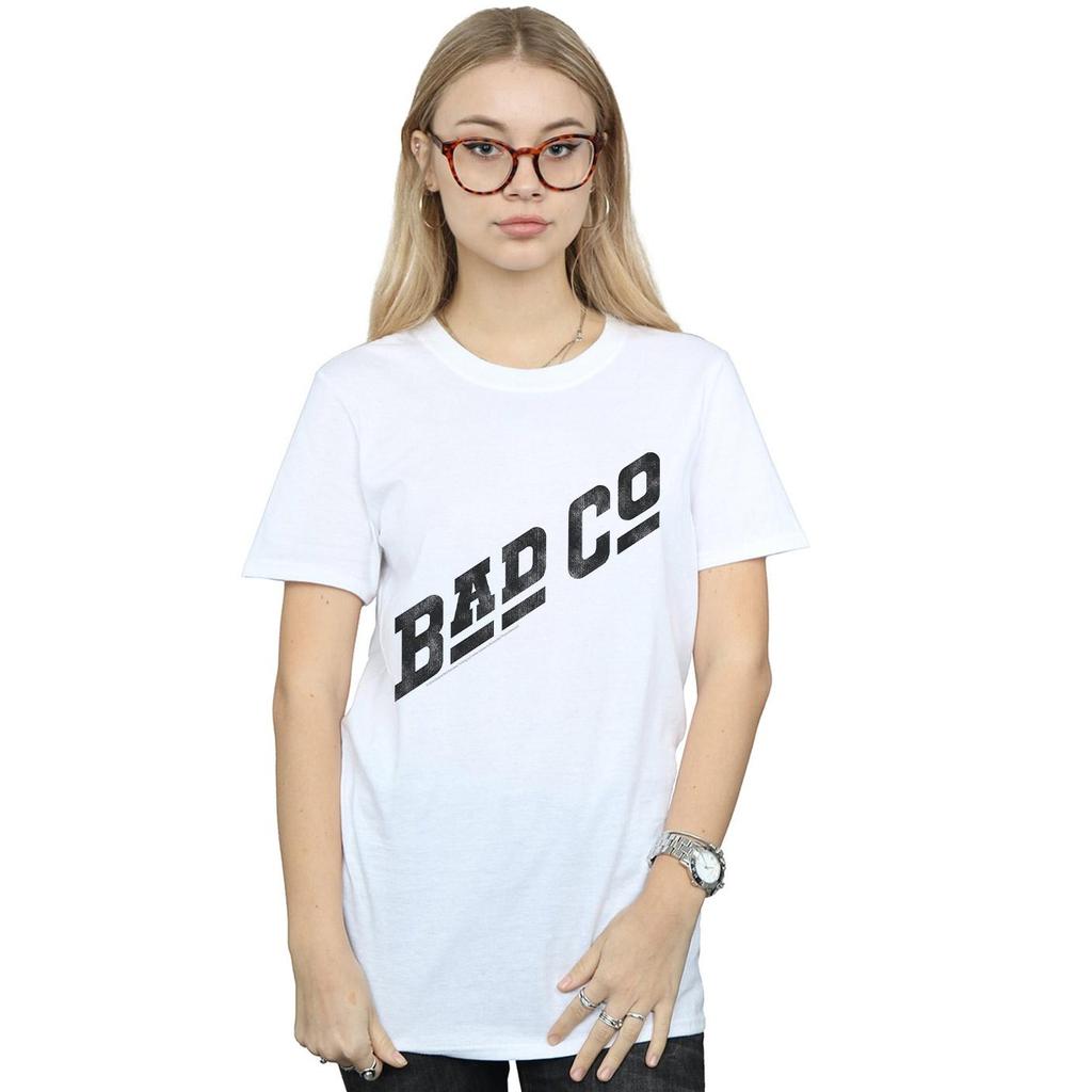 Bad Company Womens/Ladies Distressed Logo Cotton Boyfriend T-Shirt