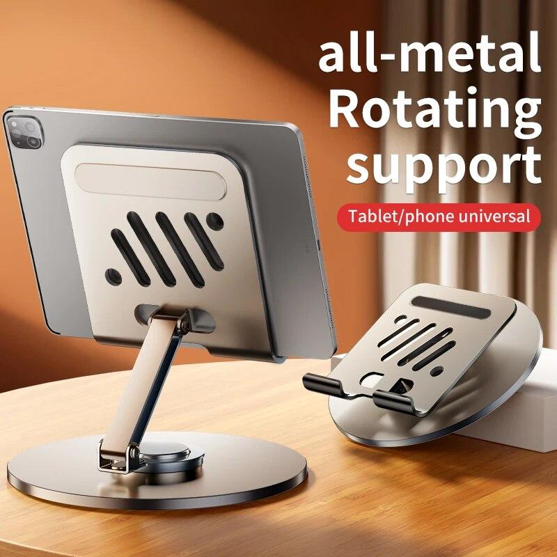 360 Rotate Aluminum Alloy Portable Tablet Holder For iPad Adjustable Flexible Folding Lazy Desktop Live Mobile Phone Stand Mount