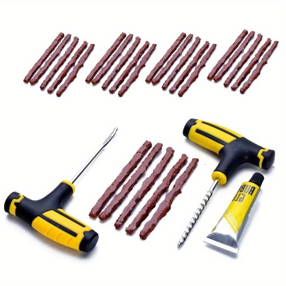 

Tire Repair Kit with Glue Rubber Strips for Car, Truck, Motorcycle, RV. Fix Puncture Flat Tires. High Temp Resistant жёлтый
