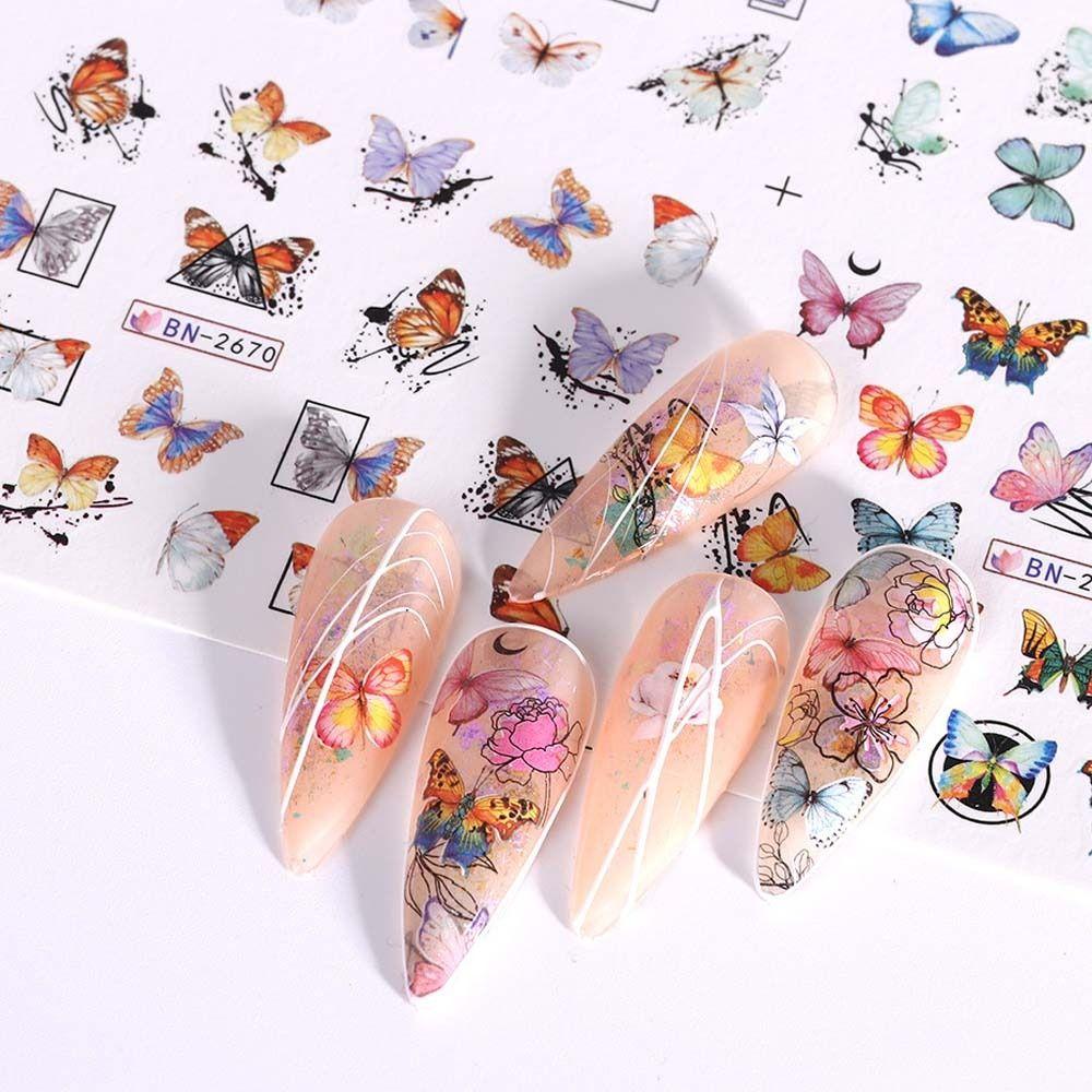 

Бабочка лист цветочные украшения для ногтей маникюрные аксессуары цветочные наклейки для ногтей летние наклейки для ногтей