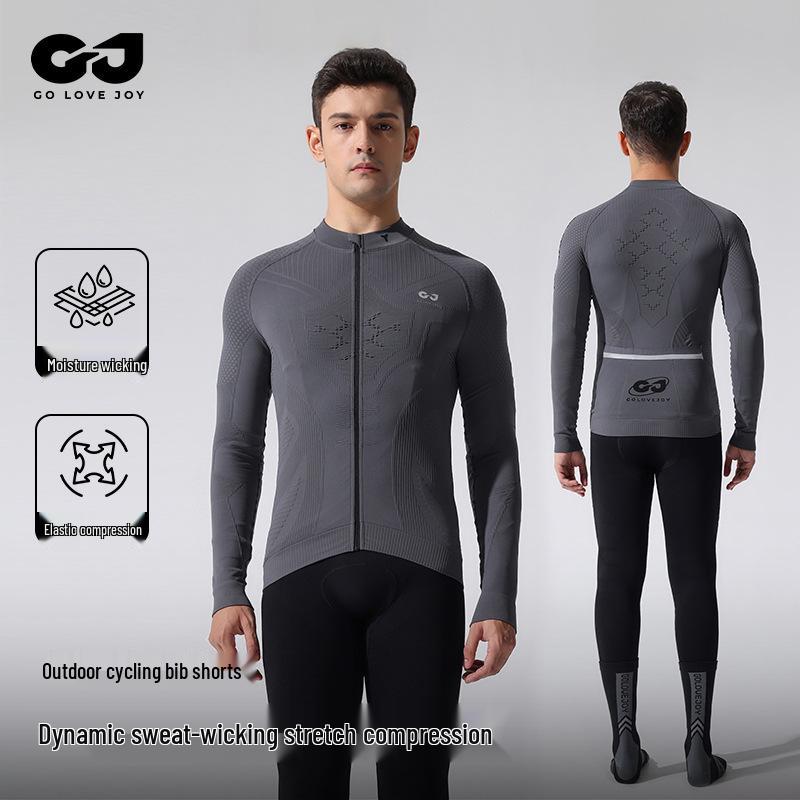 Herren Langarm Rad- und Outdoor-Sportbekleidung - Feuchtigkeitstransportierend, Schnelltrocknend für Herbst & Winter