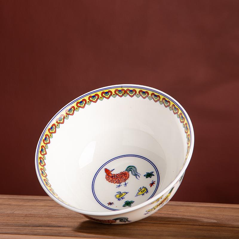Doucai Chicken Bowl Rice Soup Bowl Noodles Jingdezhen Ceramic Tableware Household High Foot Anti Scalding Bone China
