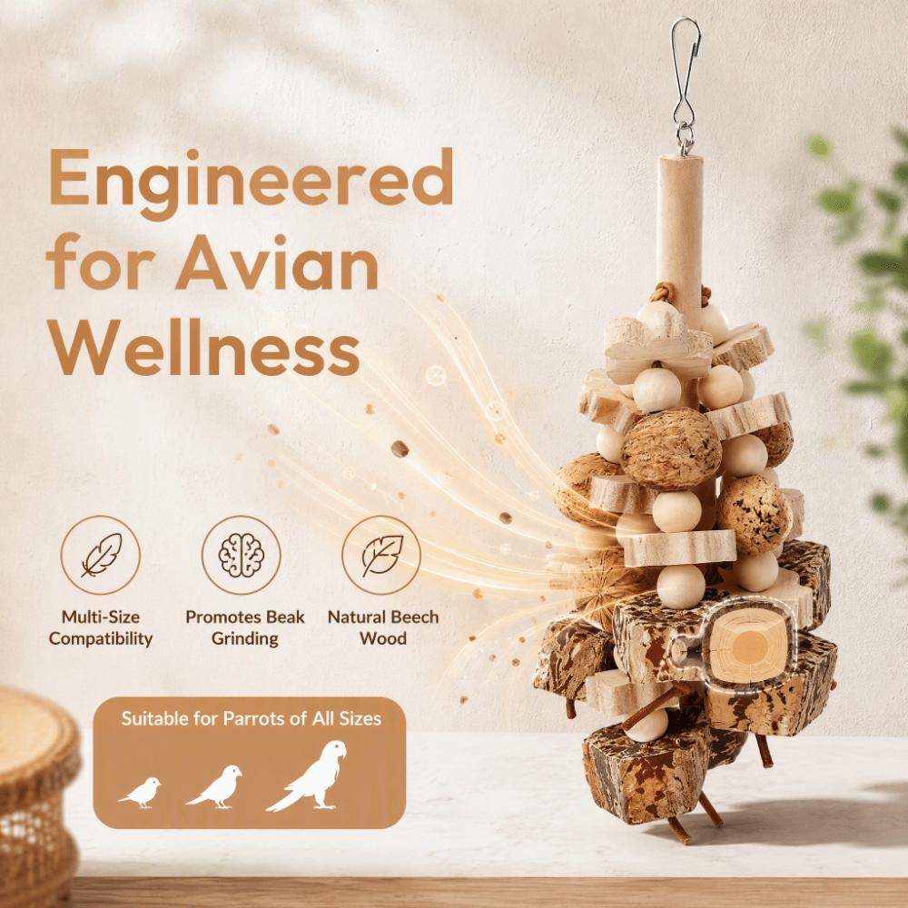 Beech Wood Wooden Chewing Toy Nut Grinding Texture Hanging Hanging Bird Toy Beak Grinding Interactive Play