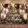 Gold Glitter Blue Birthday Party Background Balloon Star Stand Banner Poster Background  Theme Party Decoration Supplies Gi