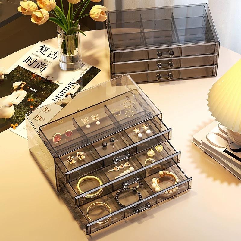 Jewelry storage box Large capacity earrings Earrings Necklace Earrings Bracelet Jewelry box Exquisite beaded finishing box Transparent