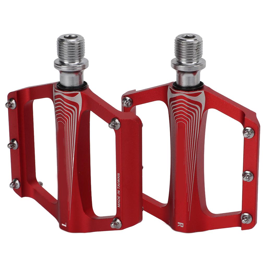 Enlee Bicycle Pedals Aluminum Alloy DU Bearing Bike Flat Pedal for Road Mountain BikesRed