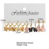 5 Pairs Butterfly Dangle Earring Set For Women Bohemia Colorful Acrylic Geometric Animal Drop Earring Girls Trend Jewelry