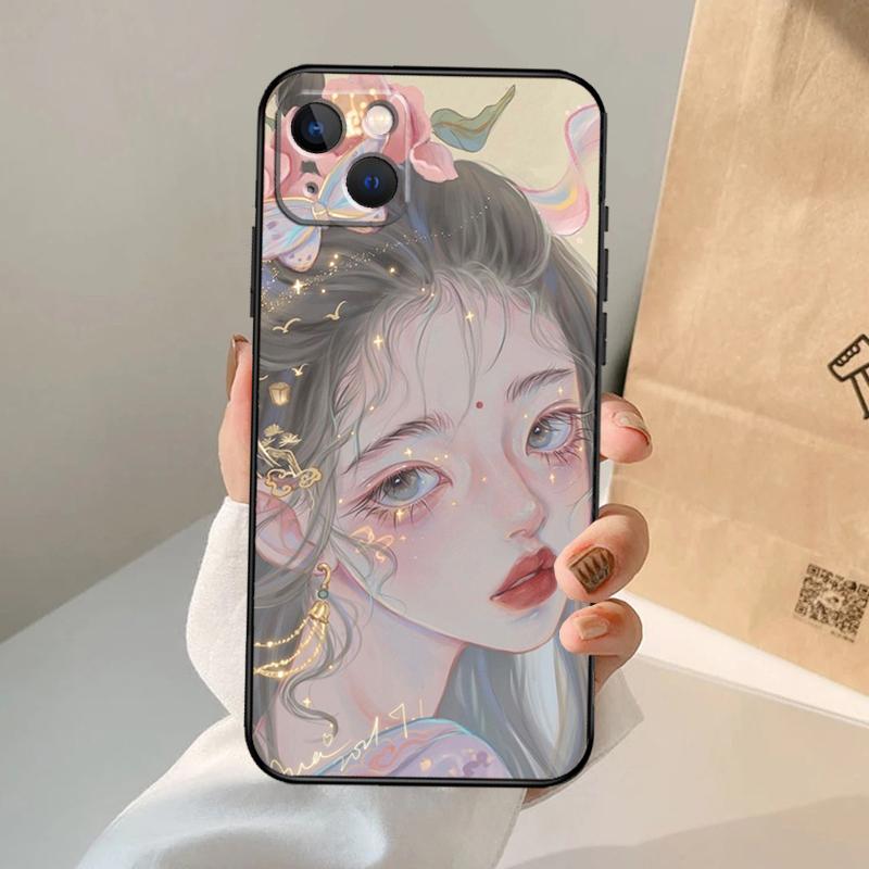 Cute And Beauty Girl Color Painting Phone Case For iPhone 17 Air 16 15 13 11 12 14 Pro Max 13 12 Mini 15 16 Plus 16e Cover Coque
