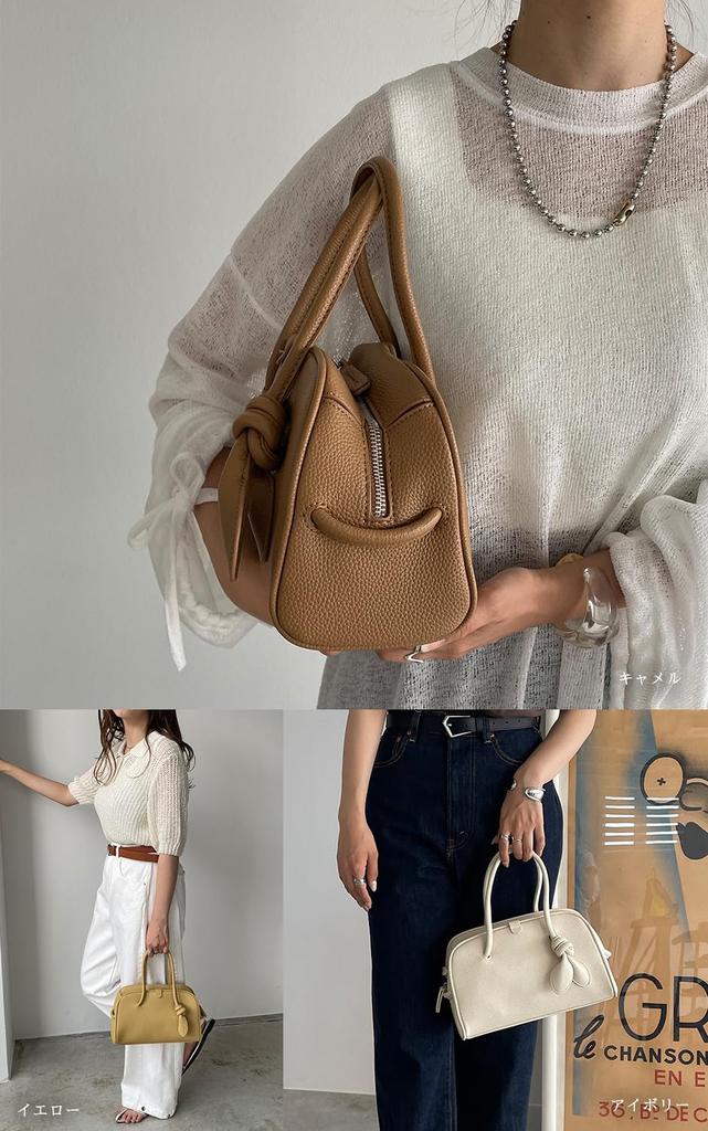 210NOUVE Round Mini Boston Bag, Ivory [55K210G346-19]