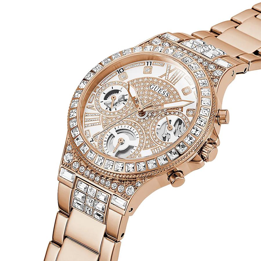 Watch Women Quartz Movement Crystal Inlaid Rose Gold Dial Strap Luxurious Design Fashionable Style For Daily/Date Wear A Gift For Girlfriends GW0320L3
