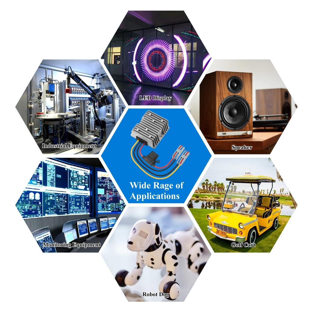 Mzhou 120W Power to 12V Waterproof Voltage Regulator for Power Supply for Audio Overload and Short Circuit Protection 1 Year DC-DC Converter, 20V-72V