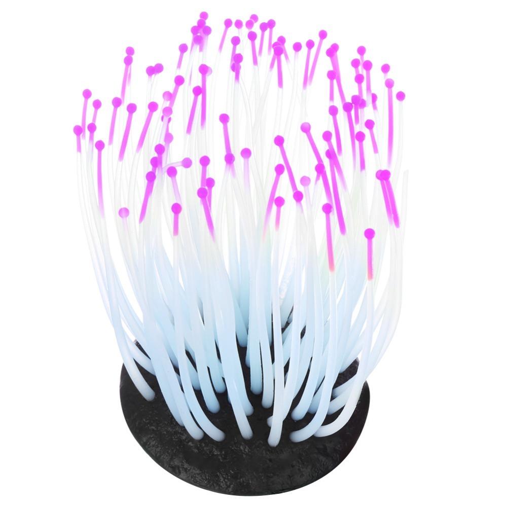 Colorful Artificial Coral Plant Silicone Glowing Effect Aquarium Ornament Suction Cup Fluorescent Coral Aquarium