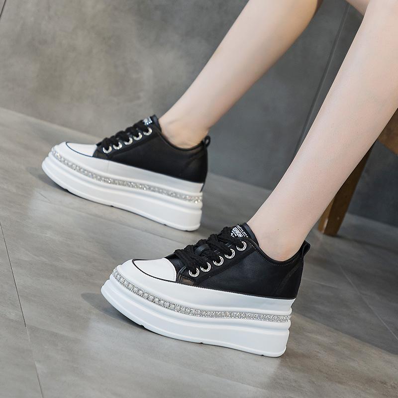 Little white shoes women's shoes 2025 new spring shoes thick-soled versatile casual muffin bottom sports leather women's shoes board shoes
