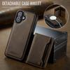 For iPhone 16 Plus Case AUTSPACE A13 Vintage Leather Back Cover with Magnetic Detachable Card Bag