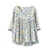 Women's Fashionable And Casual Shirt Long-sleeved V-neck Print Cotton And Linen Blouse