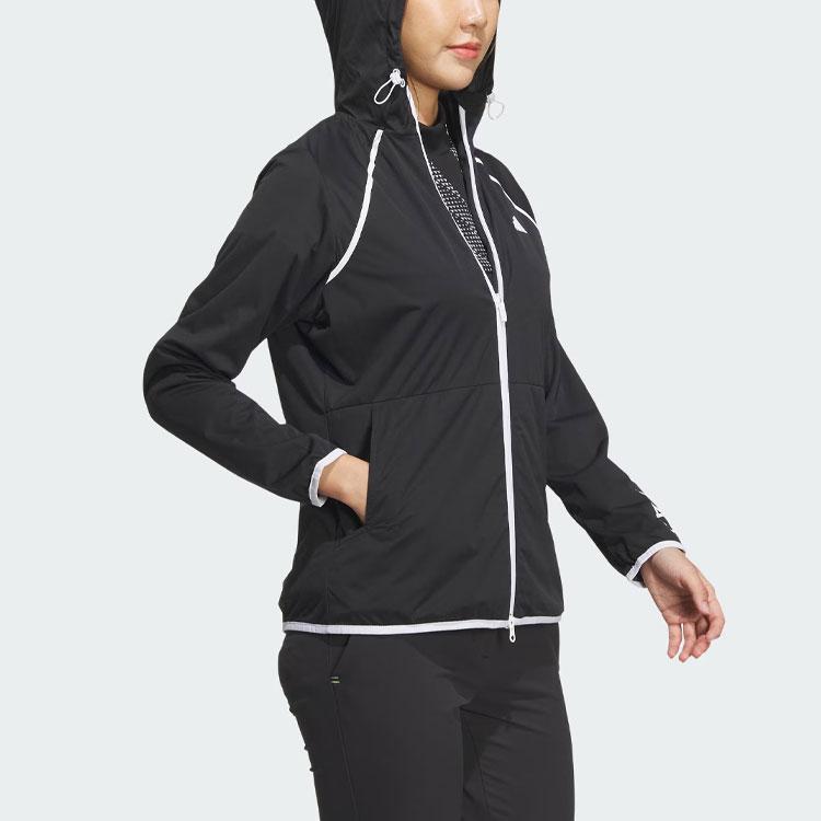 Adidas Wind.Rdy Long Sleeve Jacket Letter Logo Print Golf Sports Hooded Jacket Women Jacket Black HY0848
