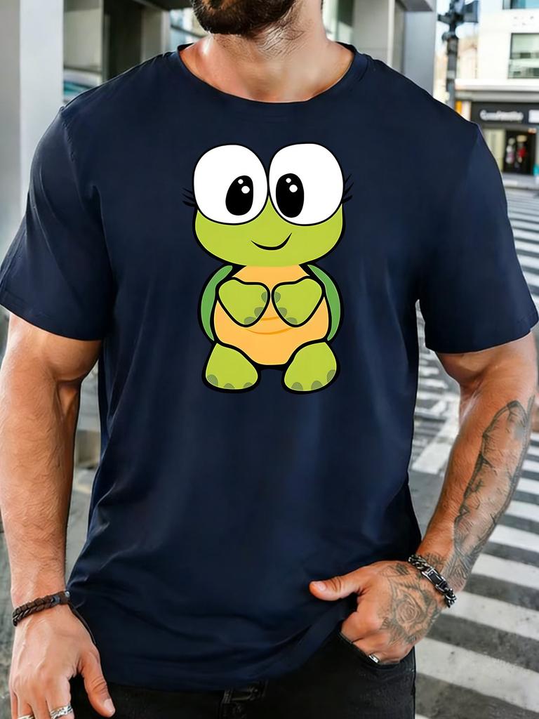 Unisex Crew Neck Tee Big Eyes Cute Cartoon Turtle Graphic Print Short Sleeve Top Summer Daily Outdoor Loose Soft Casual Basic Wear