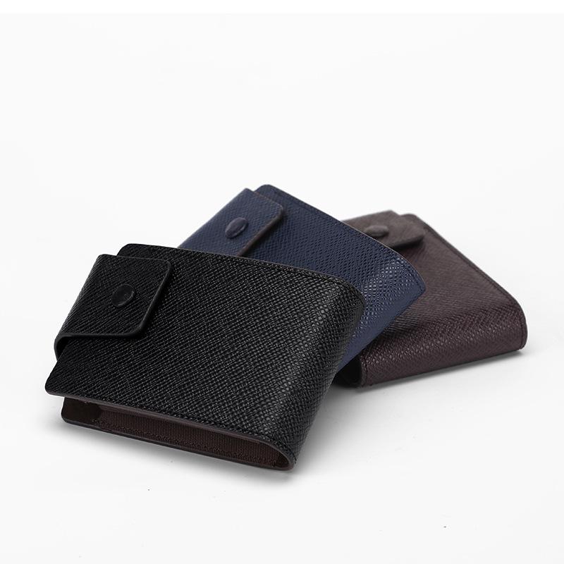 Stylish Multi-functional Cross-Grain Card Holder with Buckle for Coins and IDs