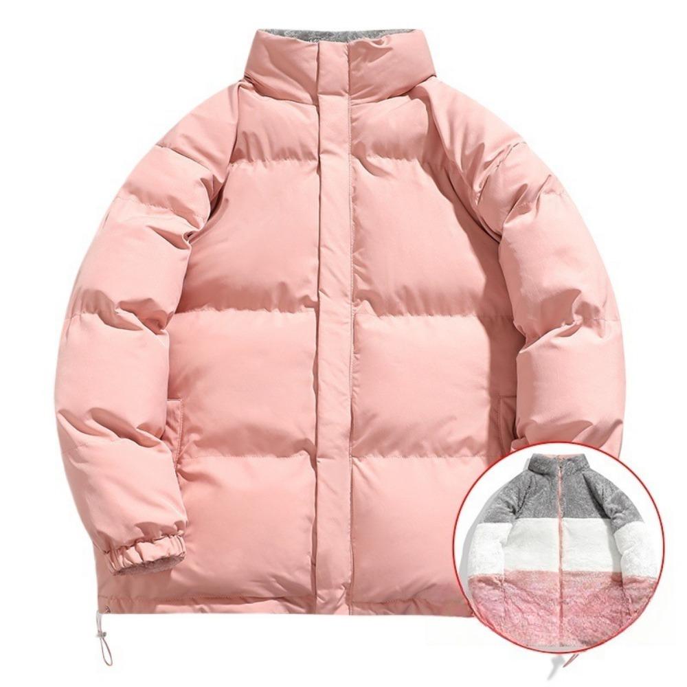 

New Hong Kong Fengchao brand thickened and velvet thermal stand-up collar simple double-sided cotton clothes loose coat M