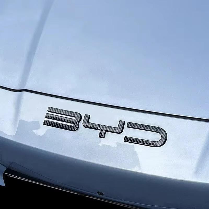 Per BYD SEAl EV DMi 2024 2025 Auto Paraurti Anteriore Emblema Distintivo Decalcomania ABS Nero Carbonio Adesivo di Modifica Accessori Auto