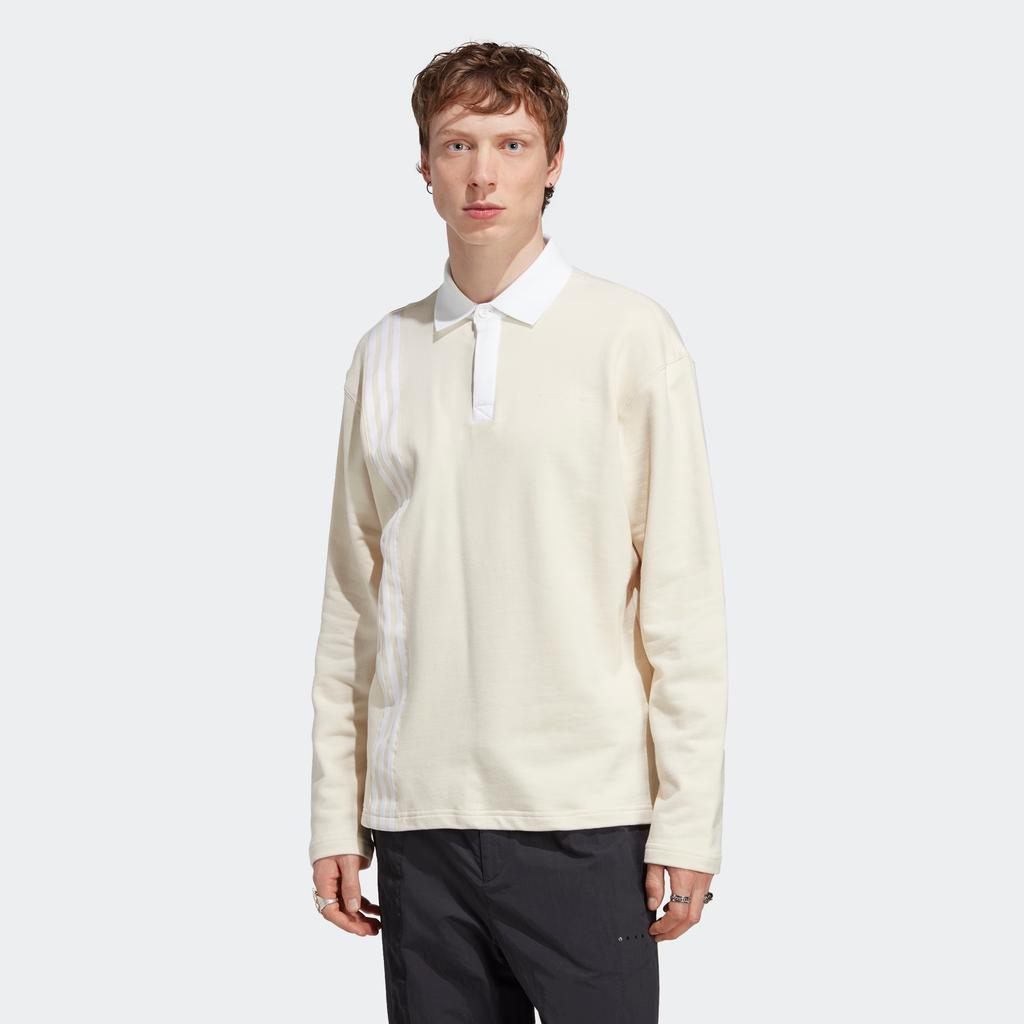 Adidas Solid Color Long Sleeve Polo Shirt Men Tops Off-White IC8384