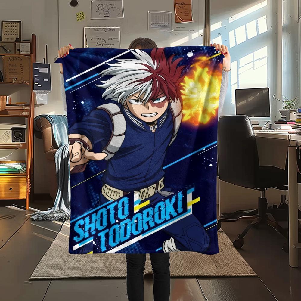 My Hero Academia Character Pattern Flannel Blanket, High Quality Comfortable for All Seasons, Home Decor, Warmth and Comfort, Perfect for Gifts.