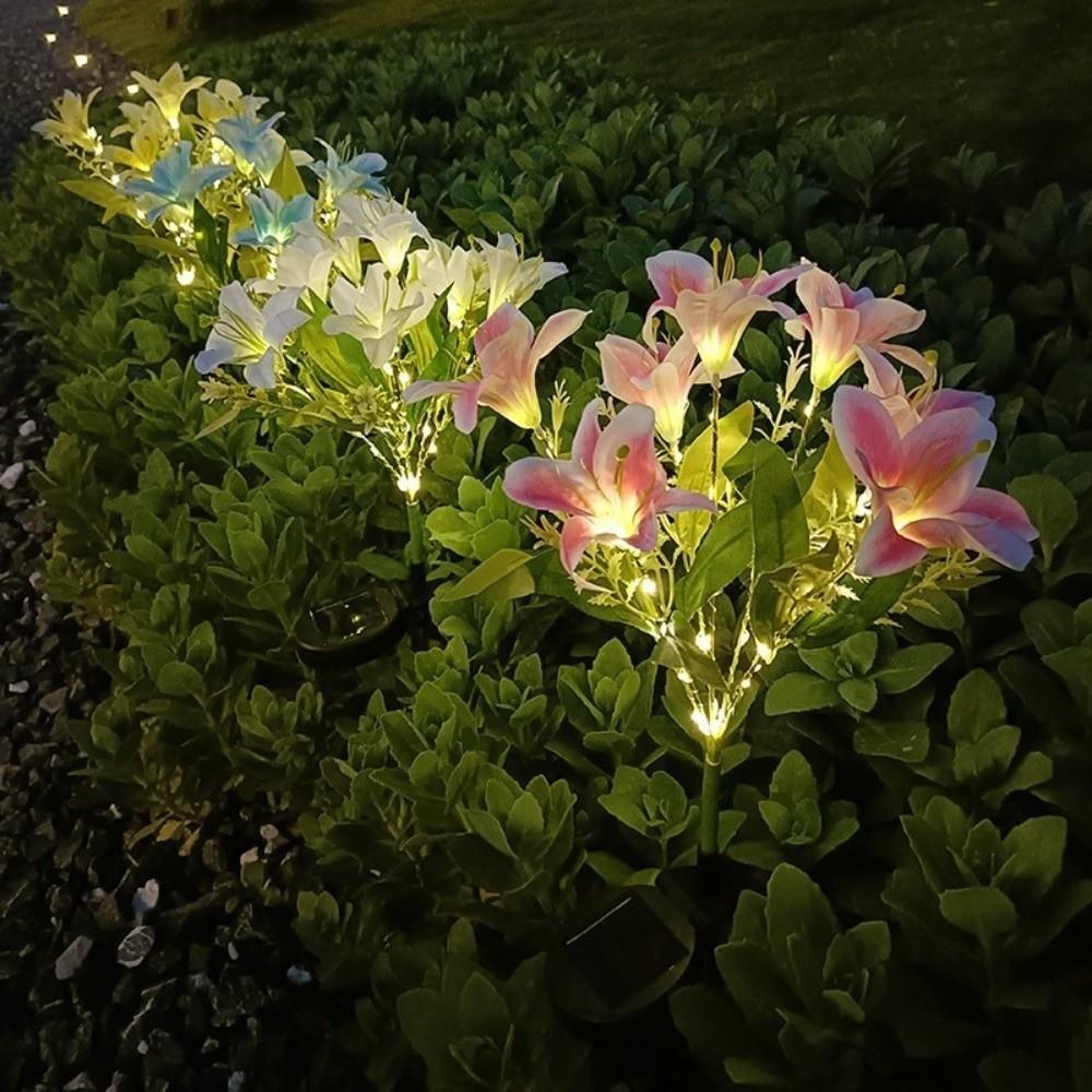 7 Heads Solar Lily Light Solar-Powered Garden Pathway Light New Outdoor Solar Lamp Home Garden