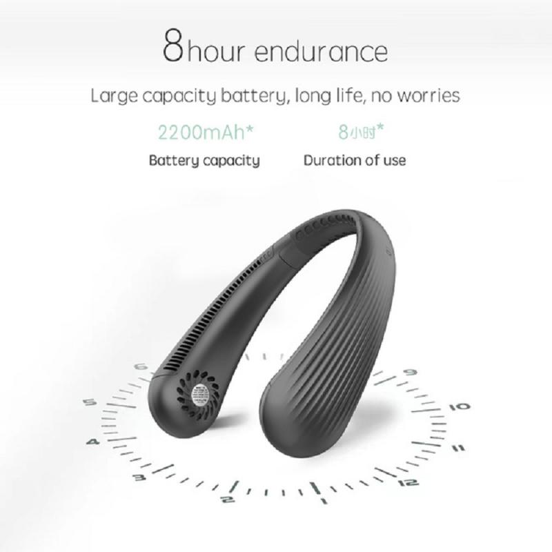 Neues Upgrade Tragbarer Nackenventilator Freihändiger persönlicher Mini-Ventilator ohne Flügel USB Aufladbarer Ventilator mit 3 Geschwindigkeiten Luftkühler Outdoor-Sport