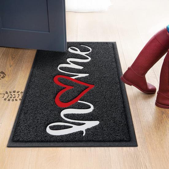 Entrance Floor Mat Hello Print Non-Slip Rug Washable Mud Scrubber Doormat for Home Front Door Entryway Laundry Bedroom