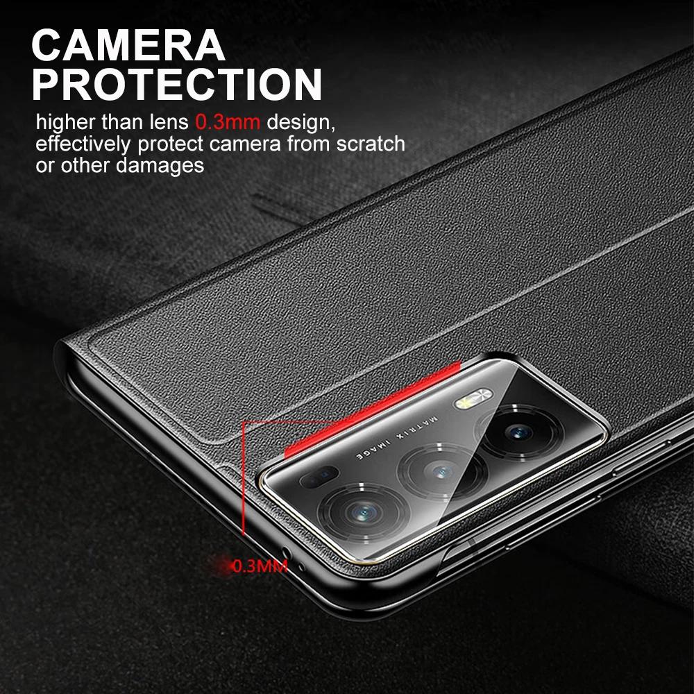 Funda tipo libro de cuero genuino para Honor Magic V5 Magic V3 V2 Magic Vs 3 Espejo Smart Touch View Despertar Dormir Protección Soporte Funda