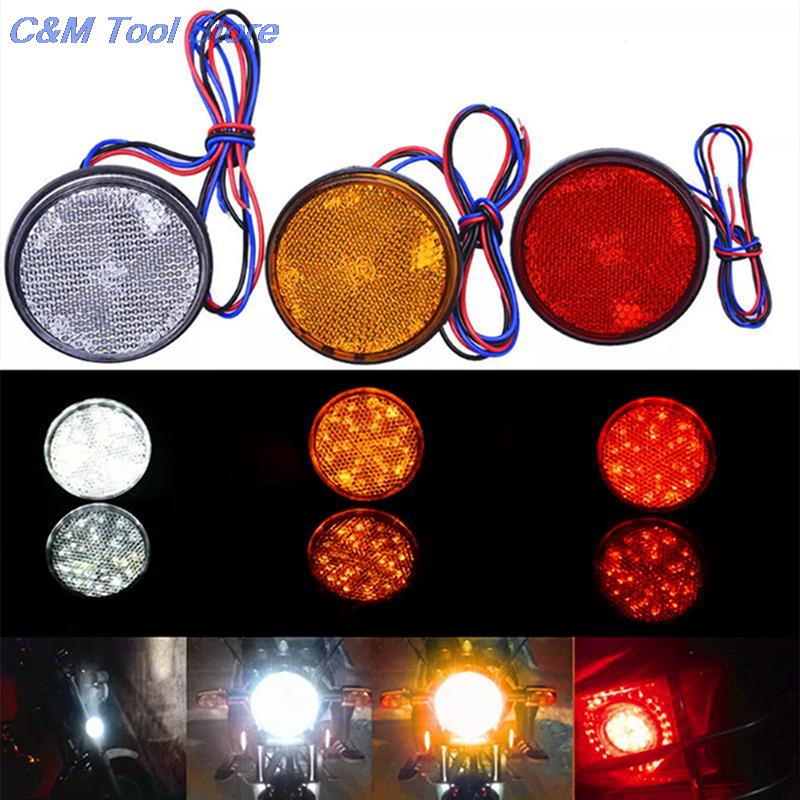1Pcs Car Motorcycle Round 24 LED Brake Turn Signal Stop Tail Lights Bulbs Reflectors