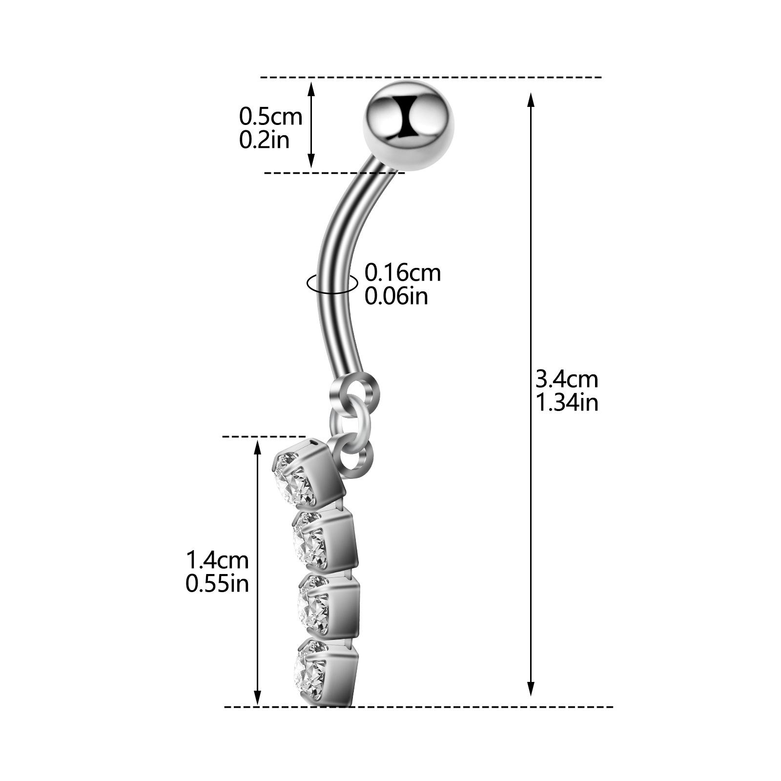 

1 шт., цепочка с кристаллами для пупка, кольцо из нержавеющей стали, украшения для пирсинга ногтей в пупке белый