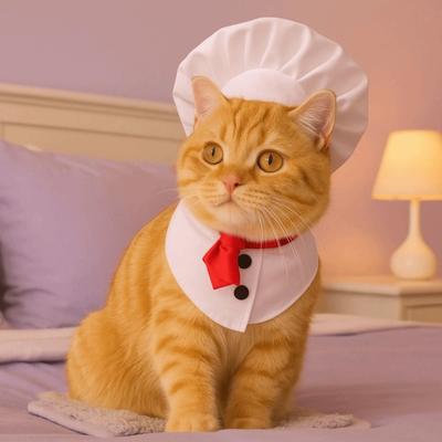 Haustierzubehör Süße Haustier Kochkönig Hut Bequem Stilvoll Katzen Verwandlungskleid Verstellbarer Katzen Cosplay Hut Haustier Veranstaltungen